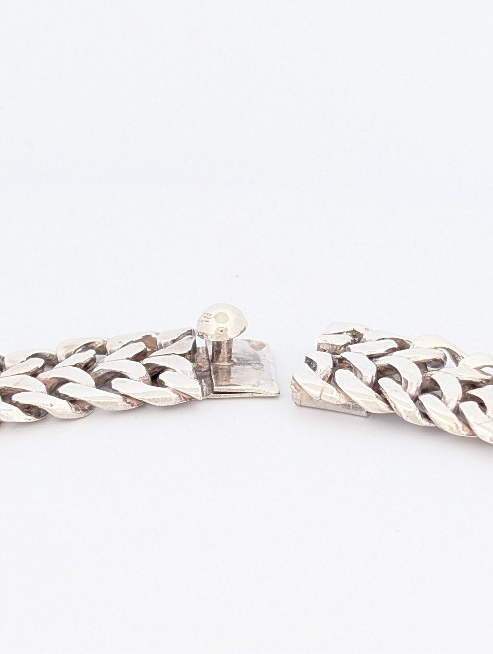 Vintage TAXCO .980 Silver Hefty Fancy Link Necklace & Bracelet Set - Picture 4 of 8